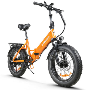 Vélo électrique pliable SAMEBIKE LOTDM200-II, moteur 750 W, batterie amovible 48 V 13 Ah, gros pneu 20 x 4,0 pouces, vitesse maximale 40 km/h, autonomie 80 km, système de suspension double, freins à disque mécaniques