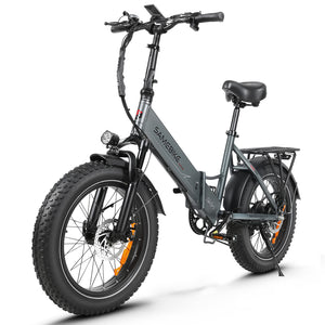 Vélo électrique pliable SAMEBIKE LOTDM200-II, moteur 750 W, batterie amovible 48 V 13 Ah, gros pneu 20 x 4,0 pouces, vitesse maximale 40 km/h, autonomie 80 km, système de suspension double, freins à disque mécaniques