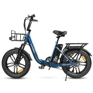 Vélo électrique SAMEBIKE C05 Pro, moteur 500 W, batterie 36 V 13 Ah, pneus 20 x 4 pouces, vitesse maximale 35 km/h, autonomie maximale 70 km, freins à disque mécaniques, Shimano 7 vitesses