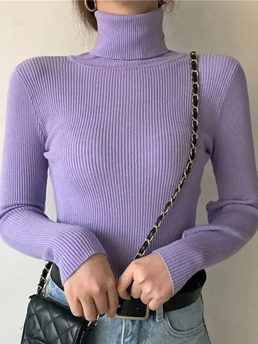 Femme - Pull à col roulé pour femme, pulls doux, automne et hiver 2024